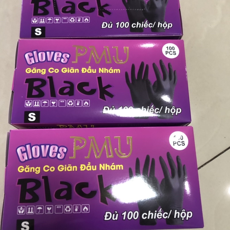 Găng tay đen co giãn ,găng ta cao su có giãn hộp 100 chiếc,Hộp 50 chiếc