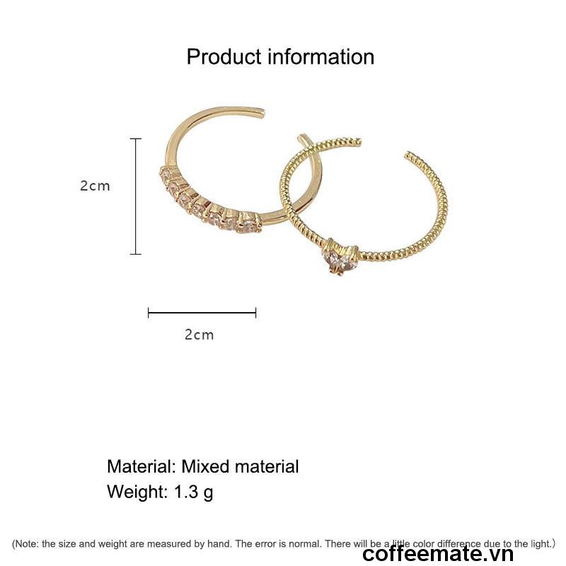 【coffeemate】⚡Nhẫn Đính Đá Zircon Siêu Sáng Sang Trọng Tinh Tế Phong Cách Hàn Quốc Cho Nữ