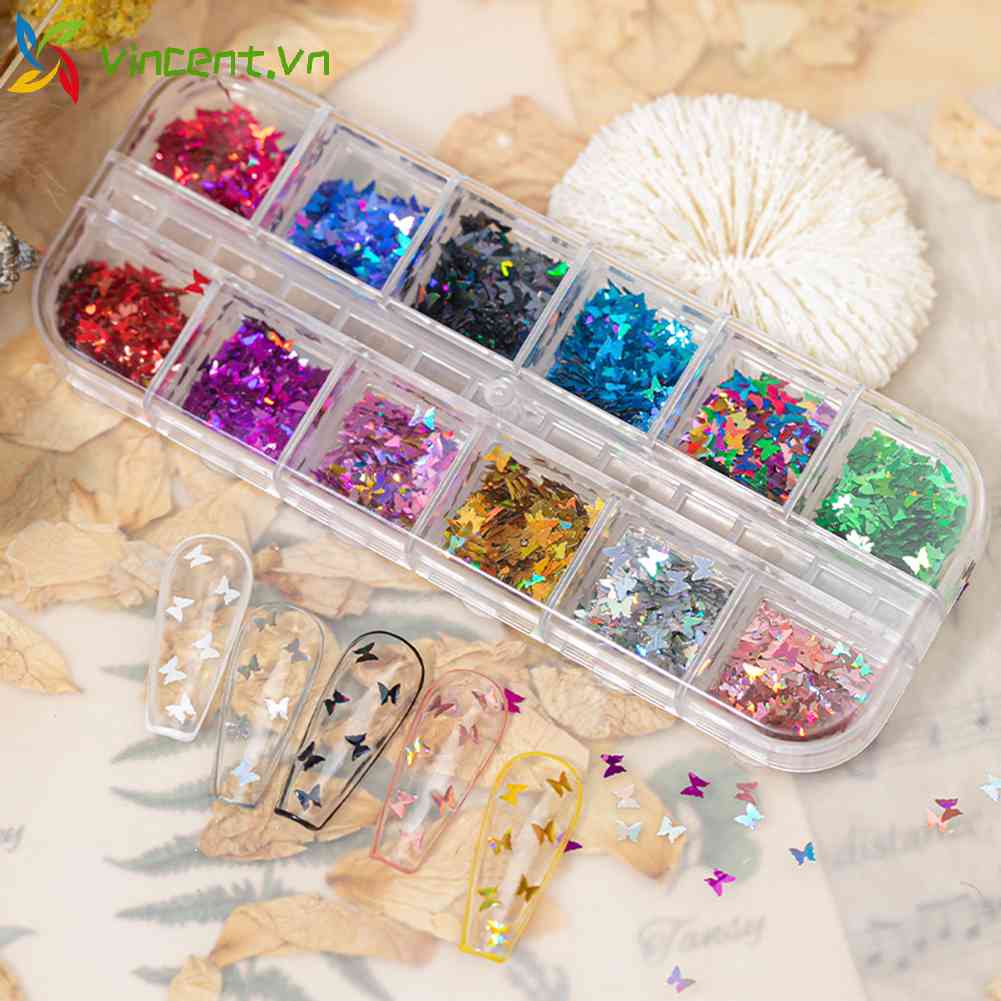 Hộp 12 Ngăn Đựng Hạt Cườm Thêu Tranh Đính Đá