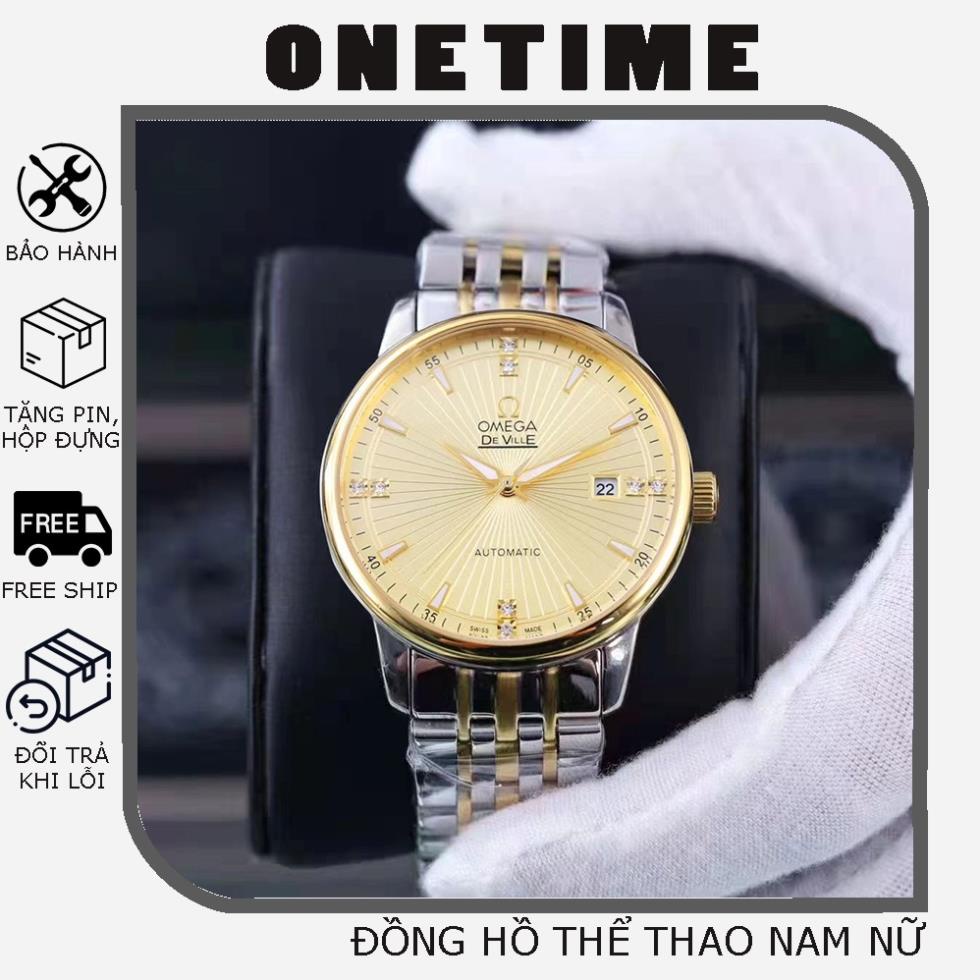 Đồng hồ nam Omega, đồng hồ cơ kính Sapphire dây thép sang trọng, chất lượng cao OneTime