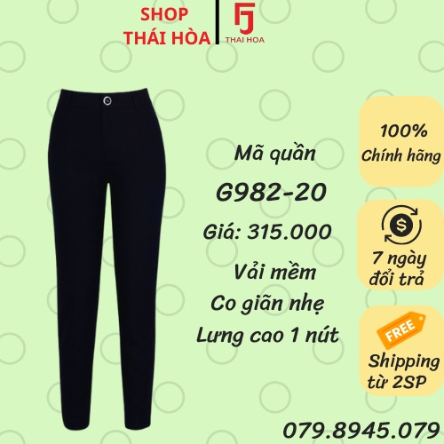 Thái Hoà Chính Hãng Quần tây lưng cao tôn vòng 3 cực đẹp G982