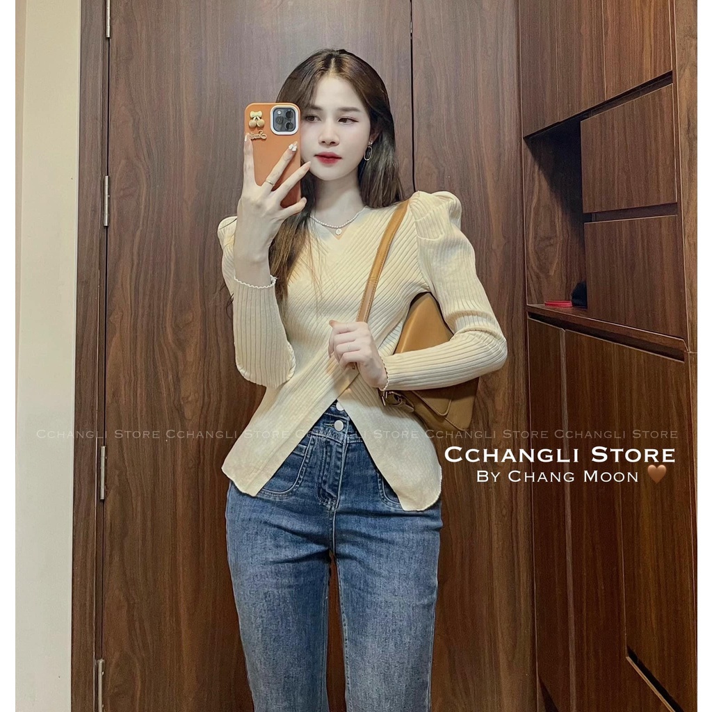 Quần jean nữ ống loe xanh xẻ gấu cạp cao,quần bò ôm xẻ gấu co dãn,quần nữ túi trước