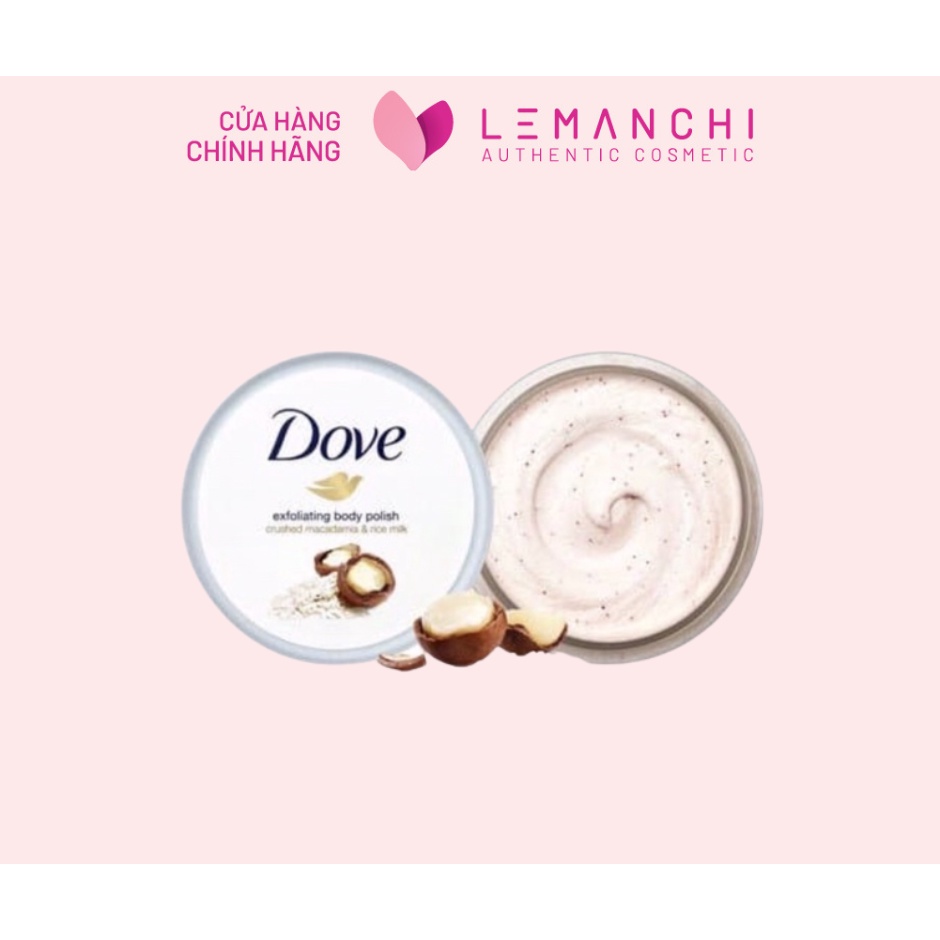 (ĐỨC) Tẩy Tế Bào Chết Dove 225ml Macadamia & Rice Milk (Mắc Ca & Sữa Gạo)