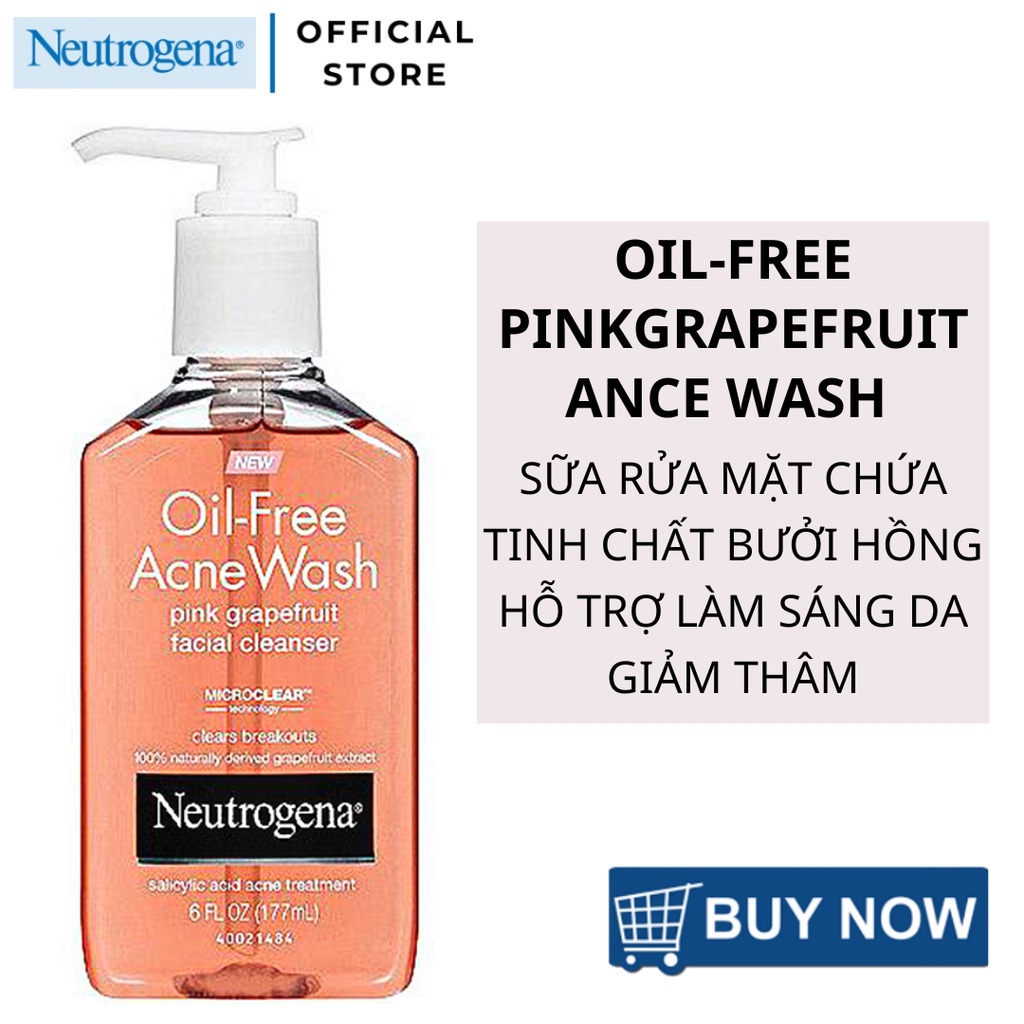 Sữa Rửa Mặt Neutrogena Oil Free Acne Wash Pink Grapefruit Facial Cleanser (177ml)