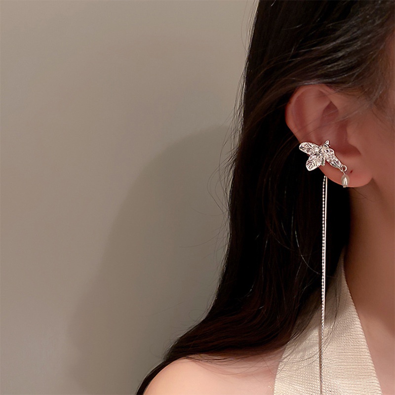 Khuyên Kẹp Vành Tai Mạ Bạc 925 Đính Ngọc Trai Xinh Xắn