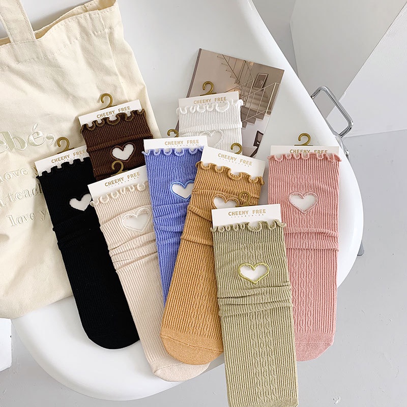 Vớ Cotton Cổ Cao Màu Sắc Ngọt Ngào Phong Cách Hàn Quốc Thời Trang Cho Nữ