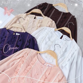 Áo sơ mi công sở nữ kiểu ren tròn CHUU A8214