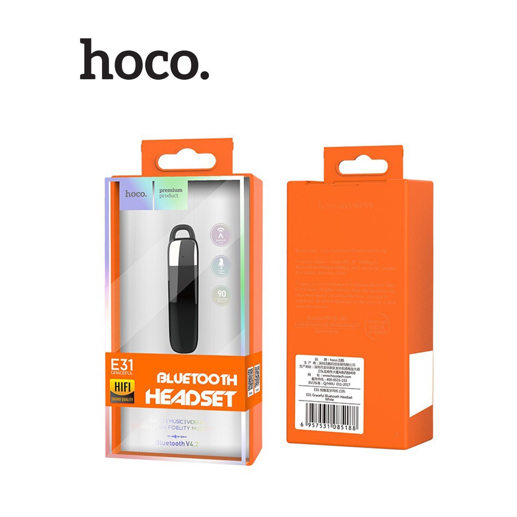Tai nghe Bluetooth V4.2 Hoco E31 chống ồn tích hợp micro hỗ trợ cho các cuộc gọi rảnh tay ( Đen )