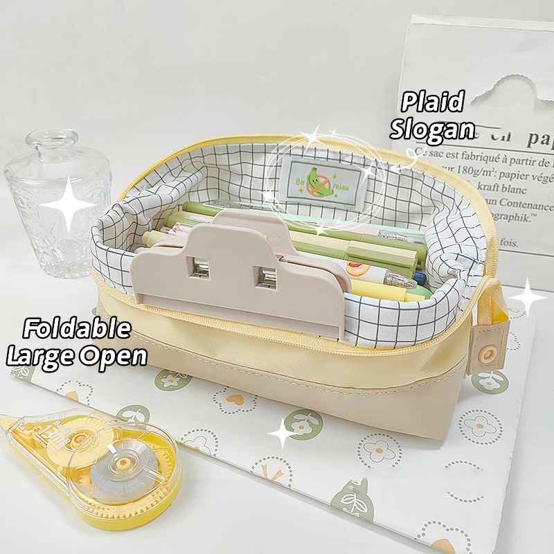 Túi Đựng Bút Mềm Họa Tiết Caro Nhiều Màu Sắc Có Thể Gập Lại Cho penlab c7169