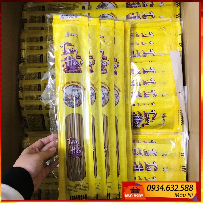 sx - Nhang thắp cuộn tàn bàn thờ đẹp TAM BẢO (10 thẻ -300 nén) hương thơm mùi Trầm Bắc
