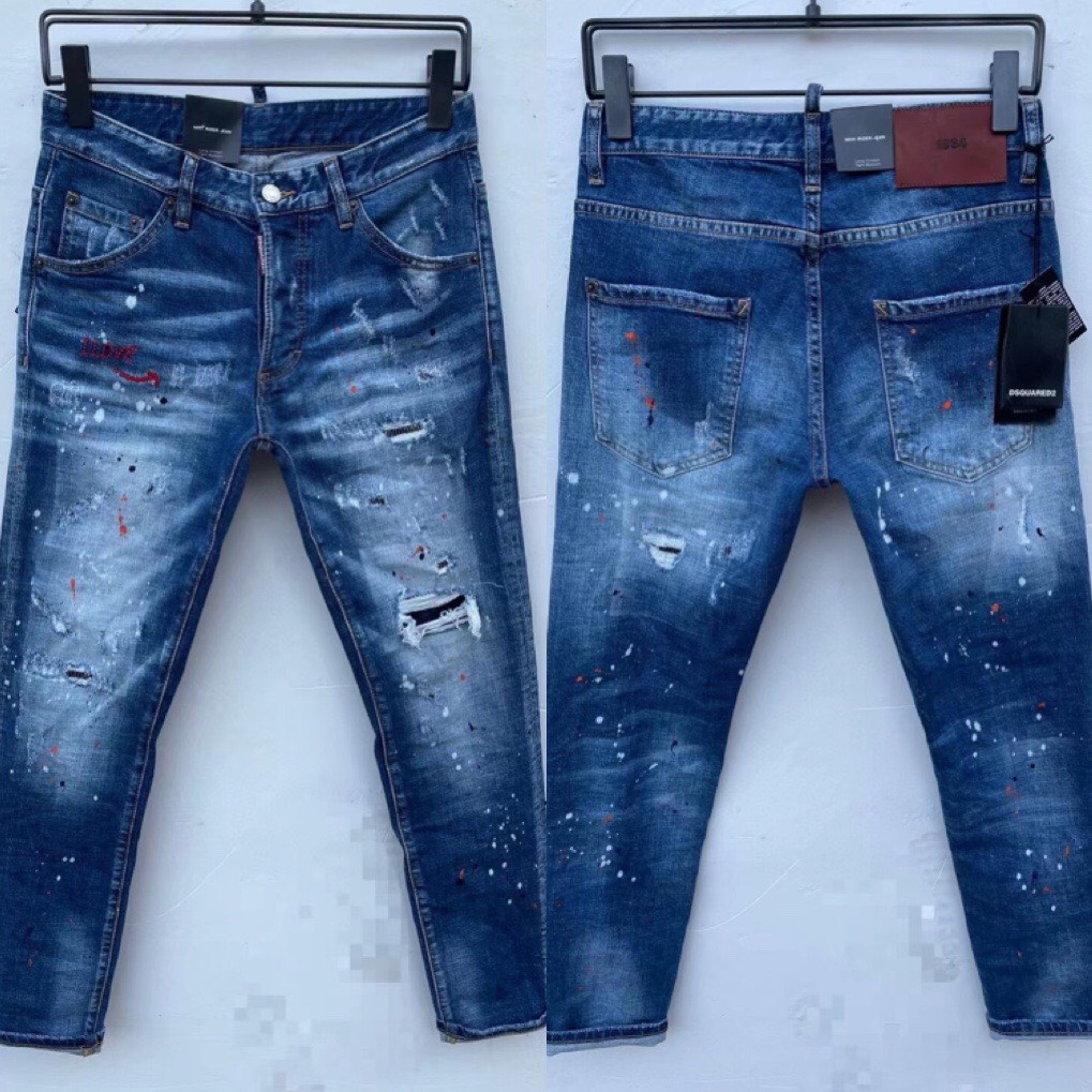 Quần bò côn DSQ cao cấp quảng châu mẫu xanh đậm, Quần jean côn DQQ 2 vẩy sơn đẹp mã sp TQ0383