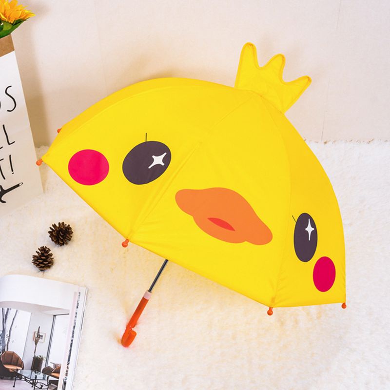 Dù Gấp Gọn Nhẹ Tay Cầm Dài In Họa Tiết Hoạt Hình Dễ Thương Cho Bé