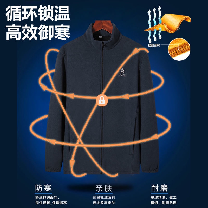 Áo Khoác Nỉ Lót Lông Cừu Dày Dặn Dáng Rộng Phong Cách Phương Tây Thời Trang Xuân Thu Cho Nam Trung Niên
