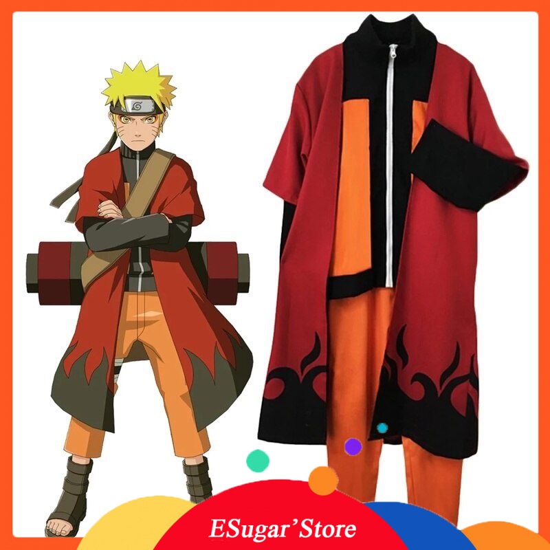 Áo Choàng Hóa Trang Naruto Uzumaki Kèm Băng Đô Cho Người Lớn Và Trẻ Em