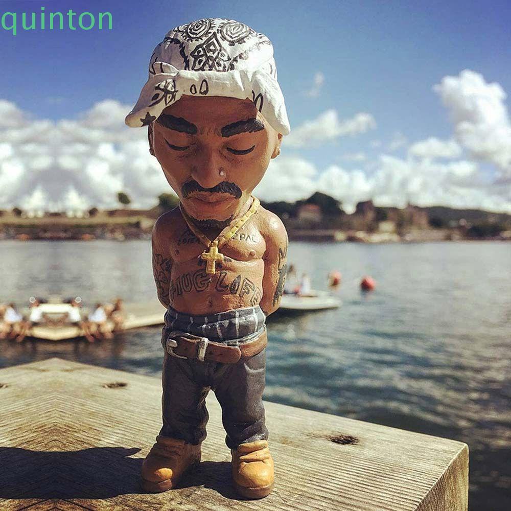 QUINTON Cartoon Hip Hop Rapper Action Figure Miniatures Car Ornament 2pac Tupac Figure Model Figuals Statue Model Toys Desktop Decorations Car Interior Accessories PVC Car Decoration