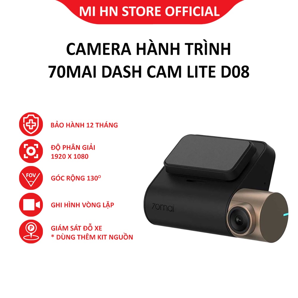 [Bản quốc tế] Camera hành trình ô tô Xiaomi 70MAI Dash Cam LITE D08 - Bảo hành 12 tháng - Mi HN Offical Store