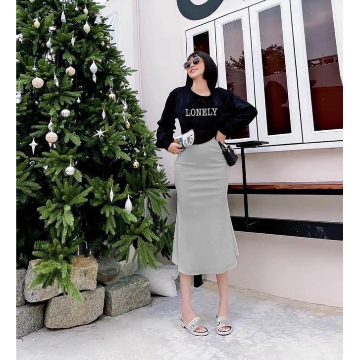 SALE -SET NỈ ĐUÔI CÁ DÁNG DÀI ÁO CROTOP MPB