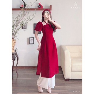 Áo dài nhung cách tân cổ yếm