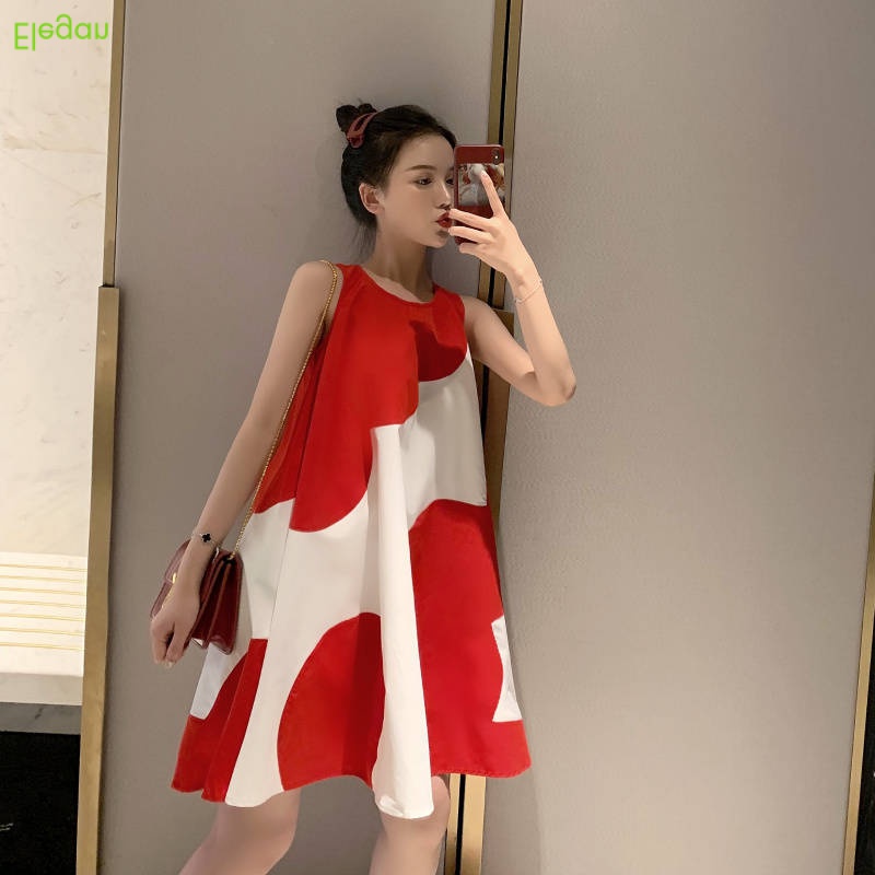Đầm Lửng Không Tay Dáng Rộng Phong Cách Hàn Quốc Thanh Lịch Dành Cho Nữ