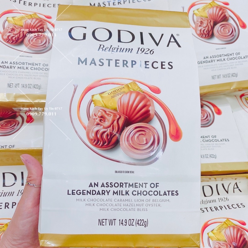 Socola sữa Godiva hạt dẻ carmel milk chocolate hazelnut GODIVA Bỉ nhập Mỹ bịch 422g