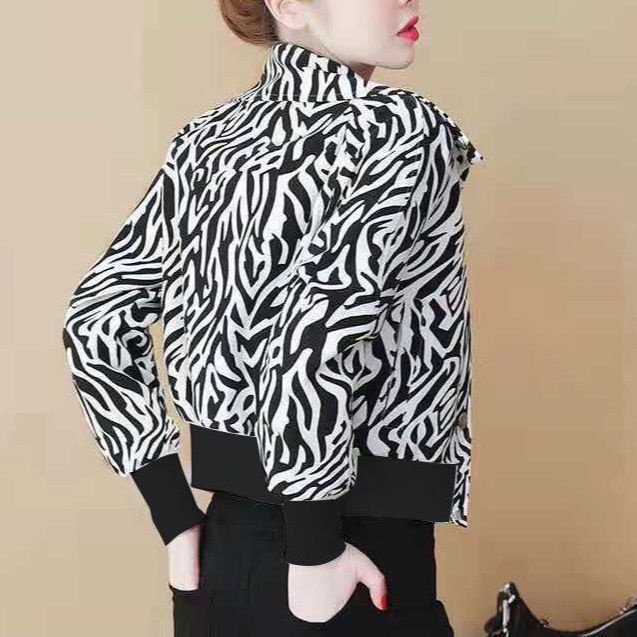áo khoác nữ form rộng dày hàn quốc Áo Khoác Bóng Chày Dáng Rộng In Họa Tiết Da Báo Kiểu Phương Tây Thời Trang Xuân Thu 2022