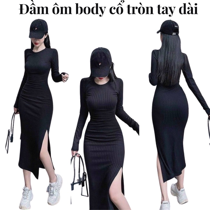 Set hai món gồm đầm body nữ cột dây cổ yếm sọc + áo khoác cardigan chất dày dặn bao xịn