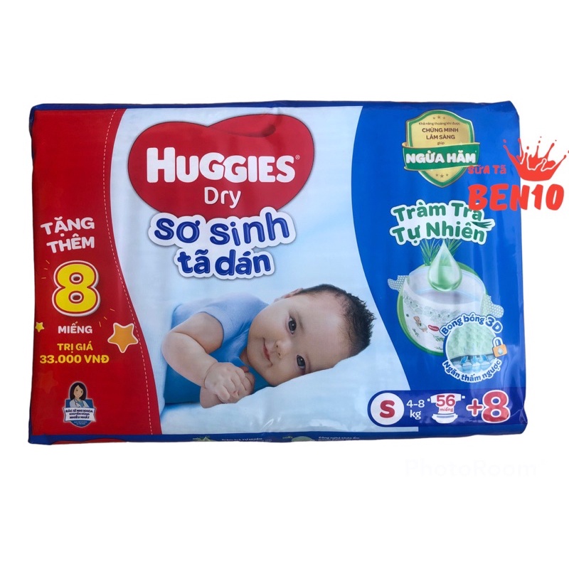 Bỉm - Tã dán Huggies size S - 56 miếng (Cho trẻ 4 - 8kg)