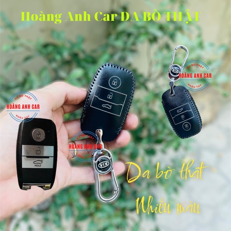 Bao da chìa khoá KIA CERATO, K3 (2014 - 2018), SELTOS, Moning, Soluto, Rondo, Sorento khóa thông minh 3 nút bấm