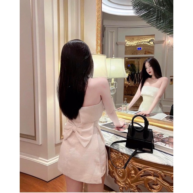 Set áo ống cột nơ sau lưng kèm quần short - Bộ 2 món áo cúp ngực kèm quần y hình