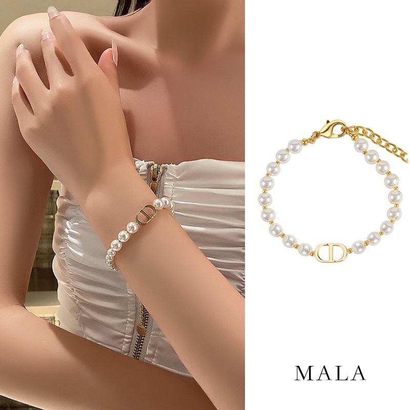 Vòng cổ choker/ Vòng đeo tay MAYEBE LAVEND chuỗi hạt ngọc trai nhân tạo phong cách retro thời trang sang trọng