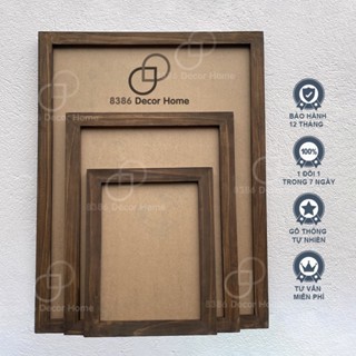 Khung ảnh treo tường (có mặt mica) màu nâu rustic (gỗ thông tự nhiên sơn màu gốc nước), không cần khoan tường