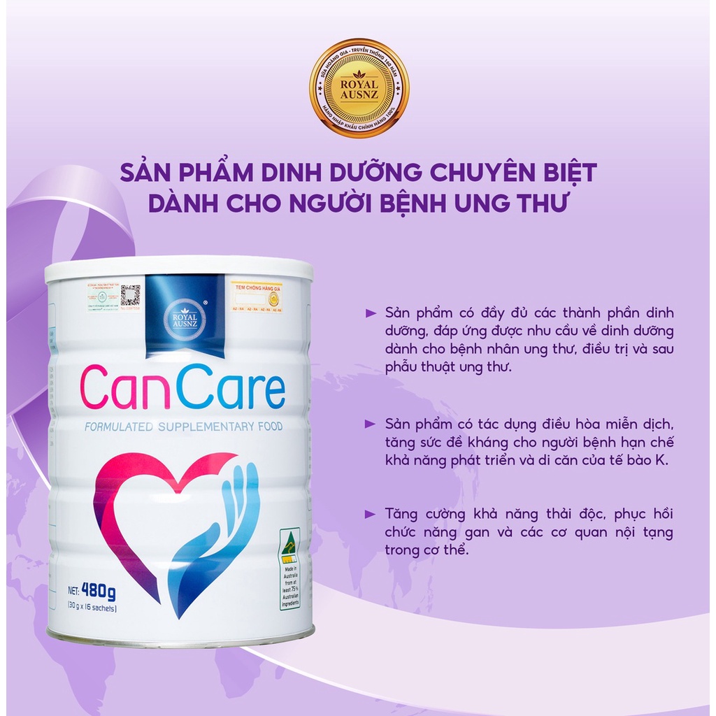 Sữa Gói Hoàng Gia Royal Ausnz Cancare 30g – Sữa Dinh Dưỡng Chuyên Biệt Cho Người Bệnh Ung Thư