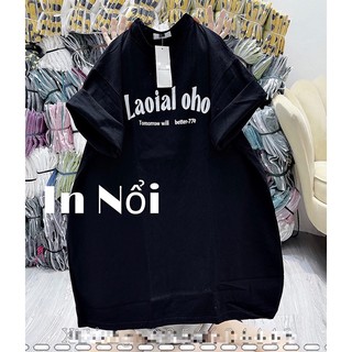 Áo thun nữ Laoial oho ,áo phông unisex form dáng thụng rộng tay lỡ chất cotton màu đen đỏ xanh nâu xám trắng