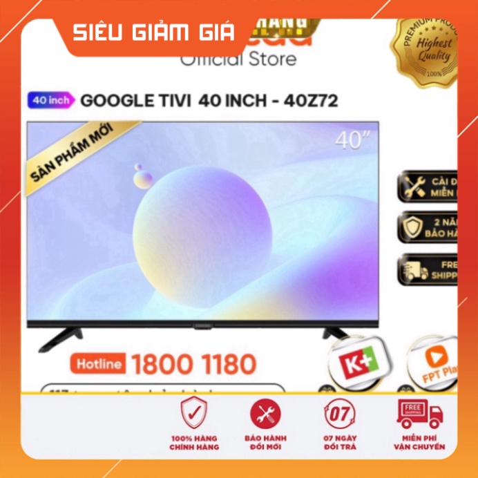 Chính hãng Smart Google Tivi HD Coocaa 40 Inch Tivi - Model 40Z72 - Miễn phí lắp đặt ( sale ) Siêu Giảm giá giao hỏa tốc