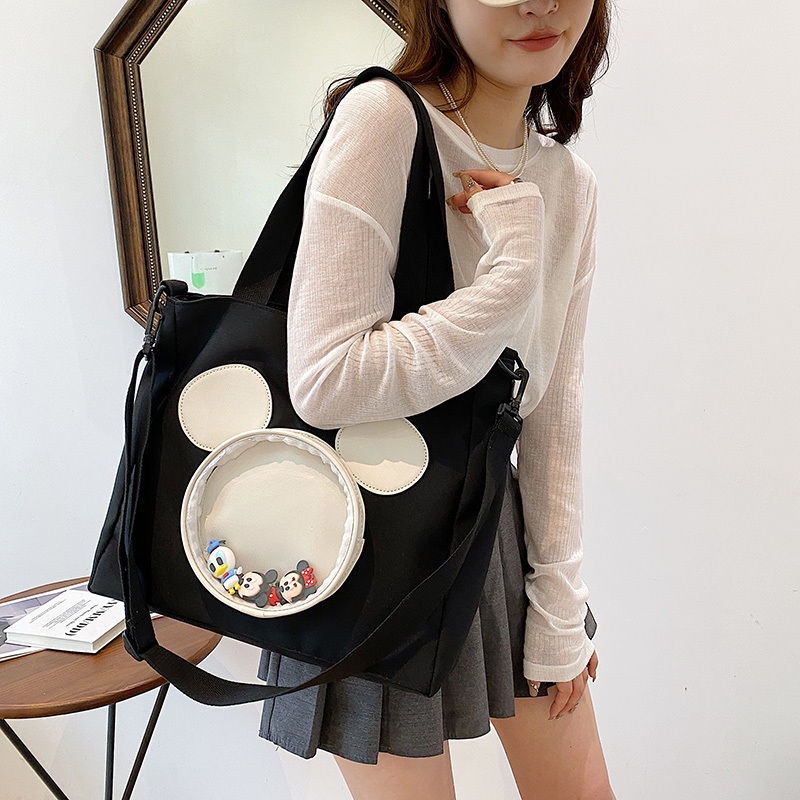 Túi Xách Canvas Nylon Chống Thấm Nước In Họa Tiết Hoạt Hình Dễ Thương