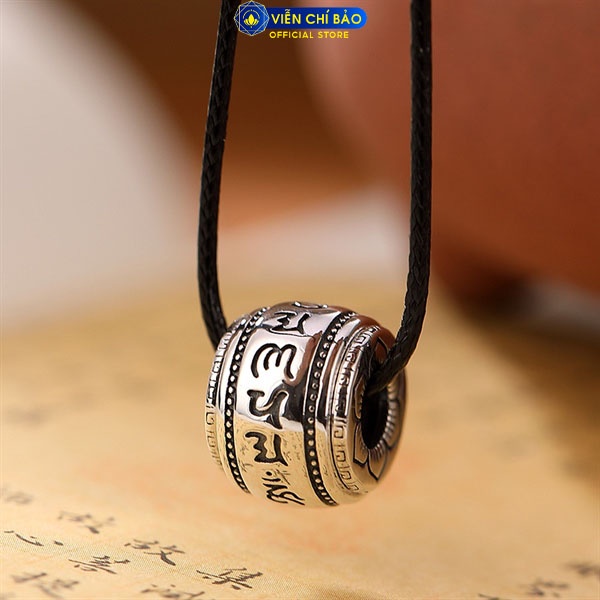 Mặt trụ lục tự trơn chất liệu bạc Thái 925 thời trang phụ kiện trang sức Viễn Chí Bảo M000239