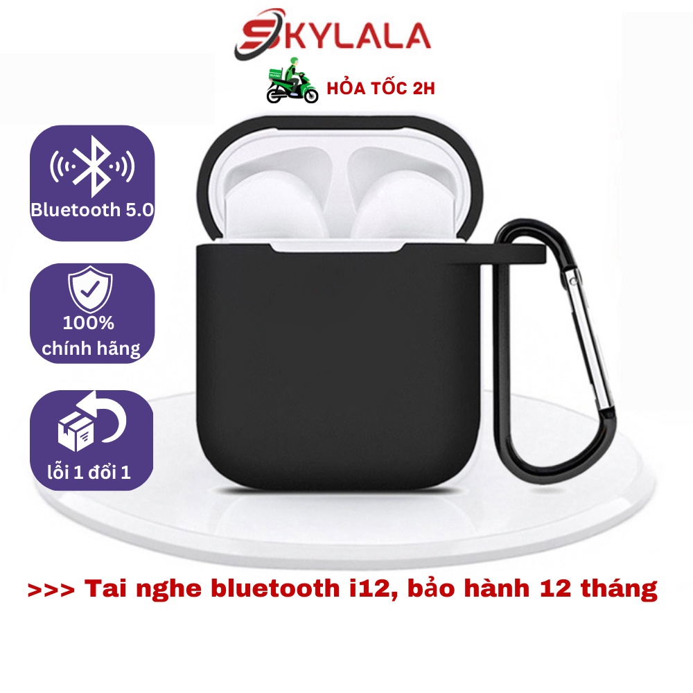 Tai Nghe Bluetooth I12 không dây cảm ứng cực nhạy có Mic dùng cho các dòng điện thoại, chính hãng SKYLALA