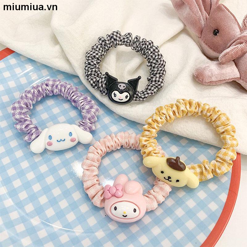 miumiuaSANRIO Dây Cột Tóc Hình Tròn Cỡ Lớn In Họa Tiết Hoa / Chú Heo Dễ Thương Thời Trang Cho Nữ