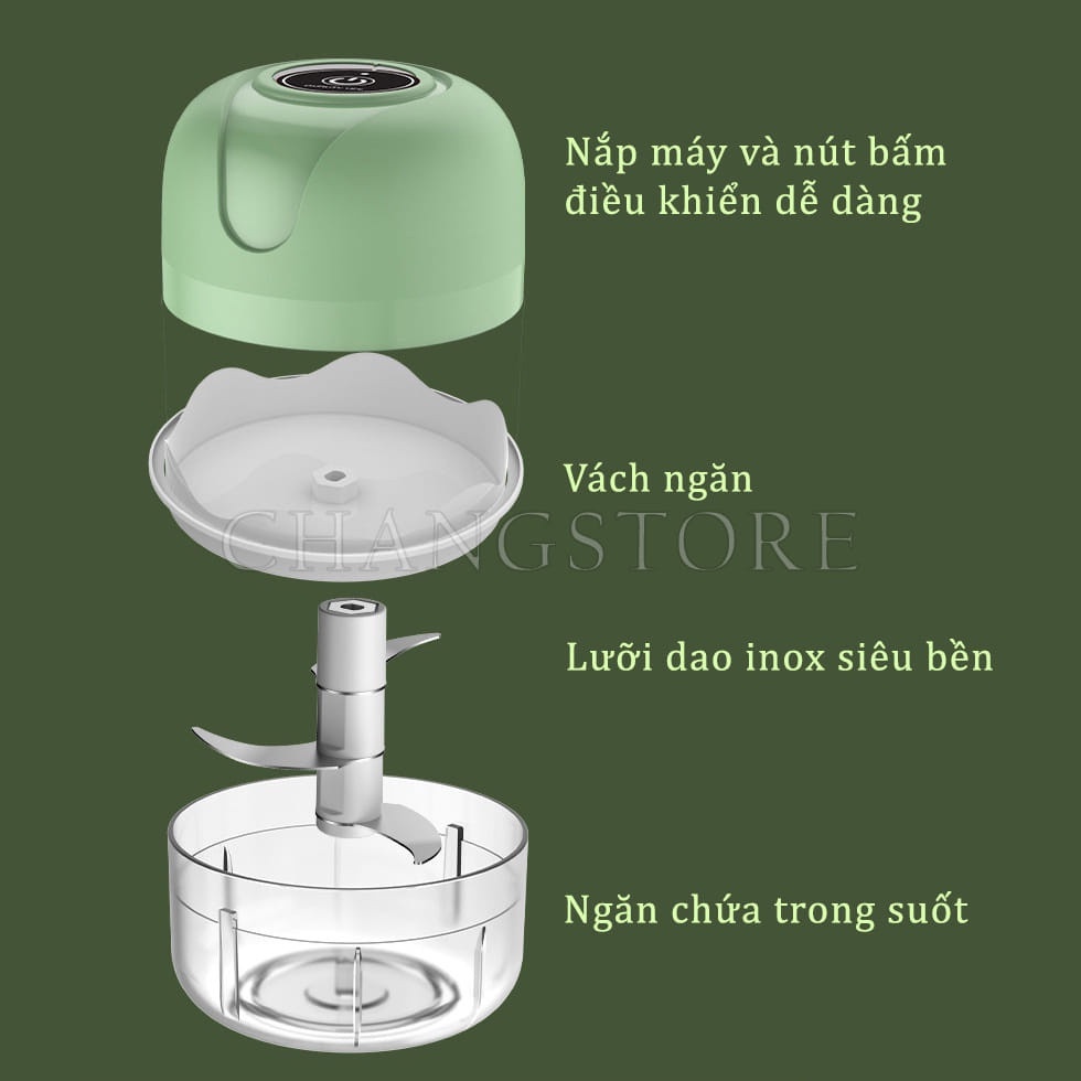 Máy xay tỏi ớt đa năng G01 Siêu thị dòng mini sạc điện 250ml công suất 300w