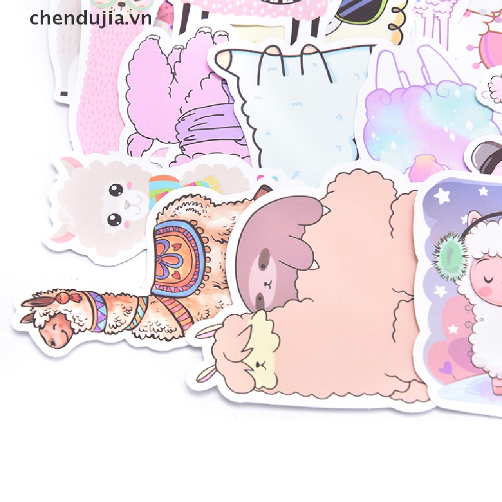 Bộ 50 Miếng Dán Trang Trí Laptop / Ván Trượt / Va Li Hình Lạc Đà Alpaca Độc Đáo
