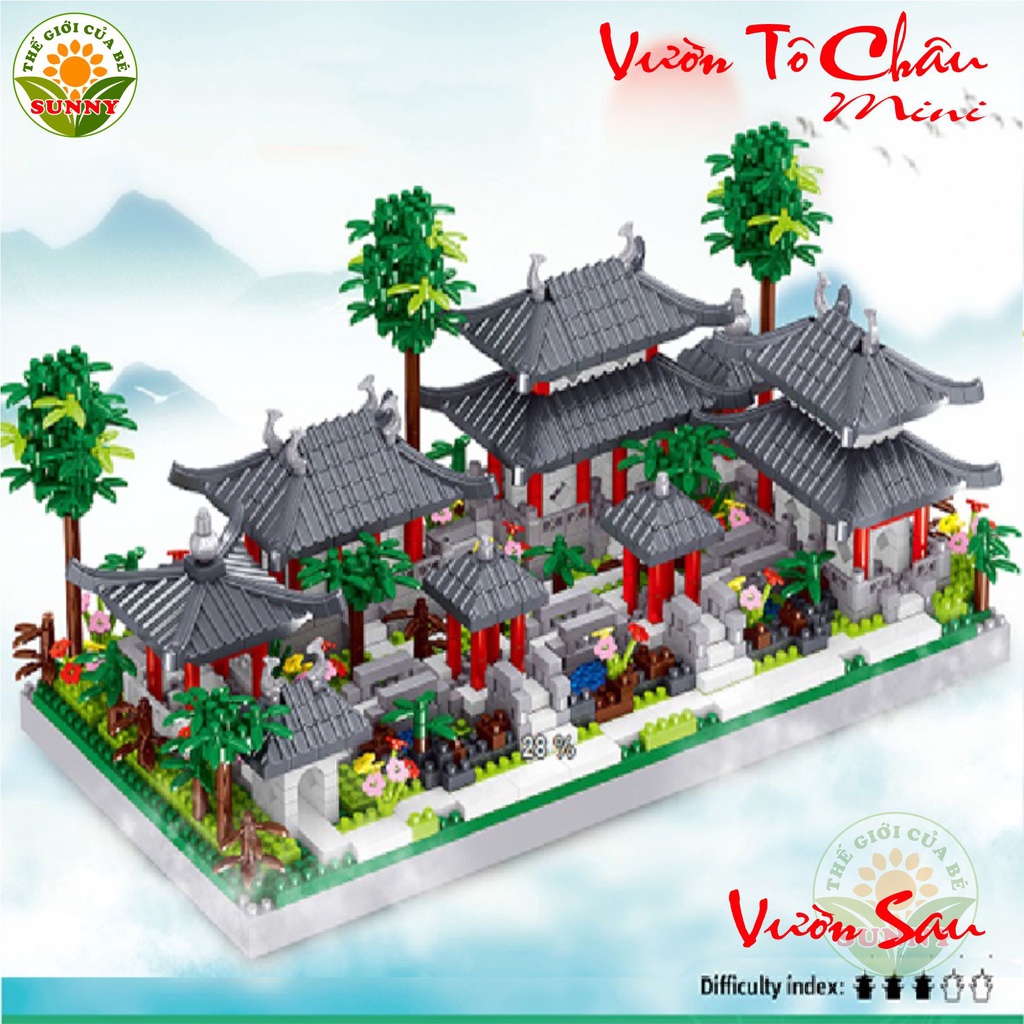 Bộ lắp ghép mô hình Vườn Tô Châu mini - Xếp hình siêu hot - Sunny