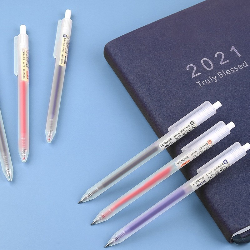 Bút Bi Bấm H865 Mực Gel Màu Đen Xanh Đỏ Ngòi 0.5mm Dùng Cho Học Sinh, Văn Phòng B18