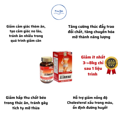 Viên Uống giảm cân Gold Slimming, giảm cân hiệu quả, an toàn hộp 30 viên