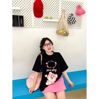 Nhiphanstore - set váy hồng áo đen gấu dâu 🐻🍓