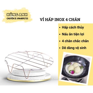 Vỉ hấp inox đa năng 4 chân, đế hấp, lót nồi chiên không dầu đa năng ha028
