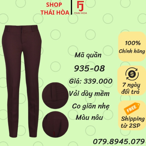 Thái Hoà Chính Hãng Quần tây màu nâu socola vải đứng form 79 935