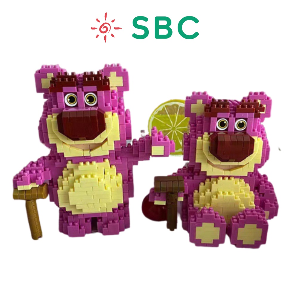 Đồ chơi lắp ráp SBC Lego mô hình gấu dâu hồng lotso cute