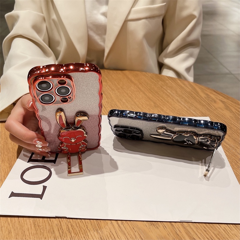 Ốp Điện Thoại iPhone 14 13 12 11 Pro max max x xs max xr 7 8 14 plus case ốp lưng điện thoại iphone 14 13 12 11 promax Dẻo Màu Gradient Lấp Lánh Kèm Giá Đỡ Hình Thỏ Sang Trọng Cho iP 11 12 13 14 Pro max x xs max xr 7 8 plus