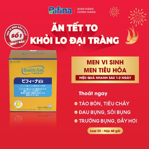Men vi sinh Bifina Nhật Bản - Cho người rối loạn tiêu hóa, tiêu chảy - Loại EX, R, S 60 gói