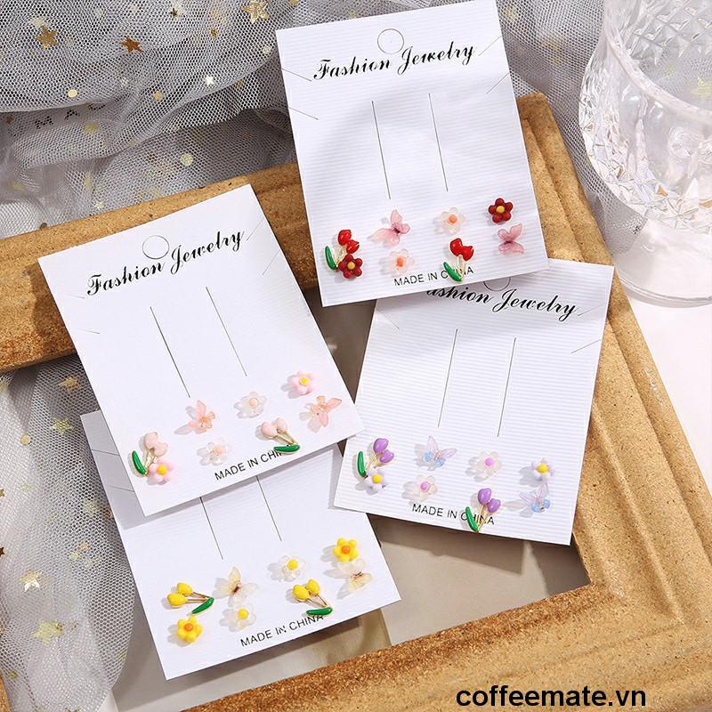 ⚡Set bông tai hình hoa/ bướm đính ngọc trai giả thời trang cho nữ